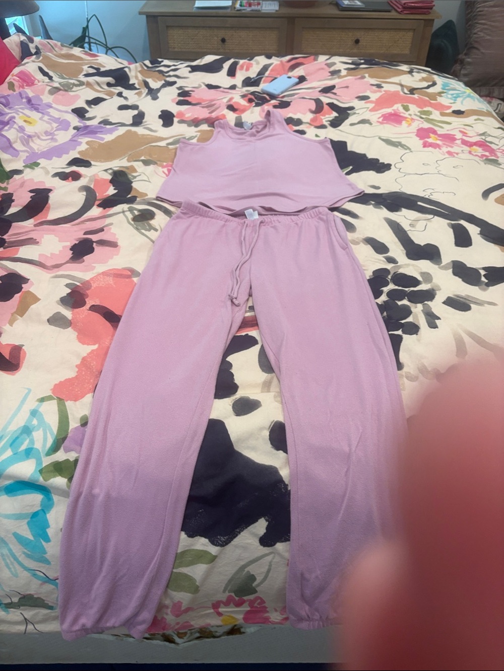 stars above Lilac Ribbed Crop Tank & Drawstring Pajama Pants Set